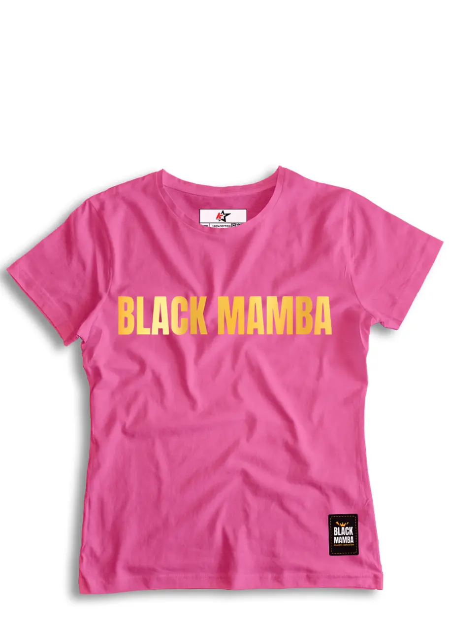 Tricou dama roz_Black mamba scris_auriu.jpg